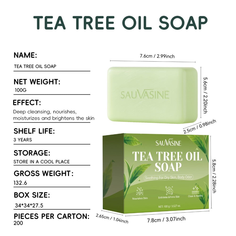 Set of 4 Tea Tree Oil Cleansing Soaps with a Refreshing Scent, Designed to Avoid Dryness Post-Wash, Ideal for a Moisturizing Formula for All Skin Types, Alleviates Seasonal Dryness, Perfect for Daily Use in Bathing And Facial Cleansing