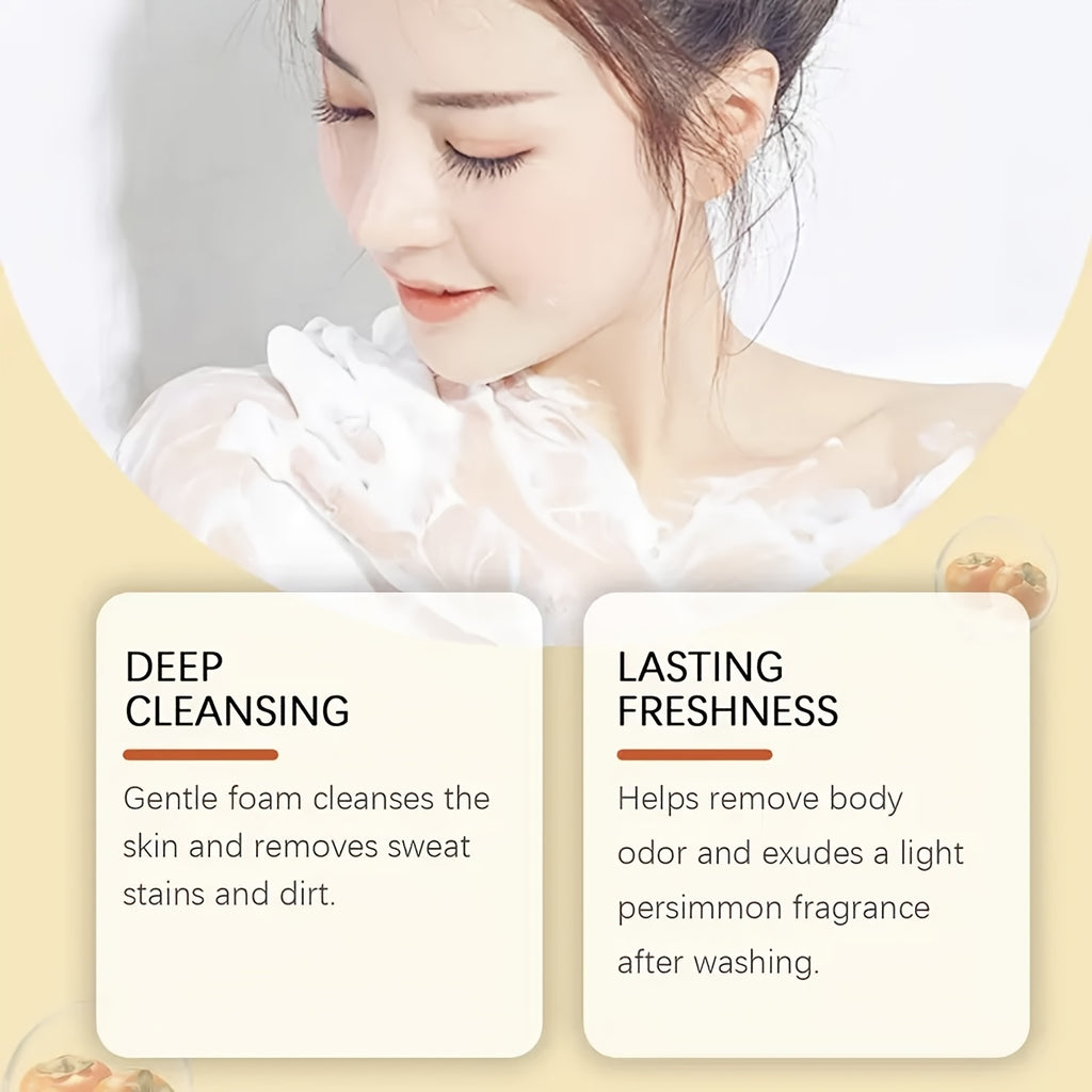 2pcs Persimmon Soap, Persimmon Extract Bath Soap, Deep Cleansing - Gentle Skincare Non-Irritating, Natural Ingredients, Multi-Use Soap, Rich Foam, Suitable for All Skin Types - Unisex