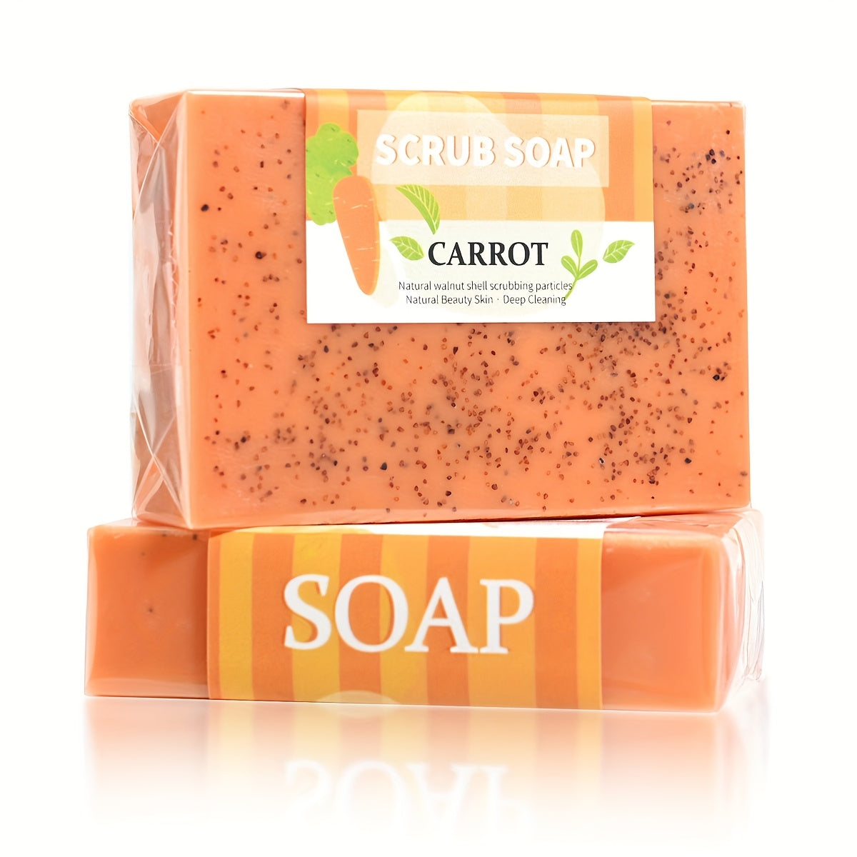 Carrot Extract Essence Deep Cleaning with Scrub Soap Handmade Soap Moisturizing Skin, Cleansing, Removing Makeup, Bathing And Cleaning Soap, Holiday Gifts And Gifts