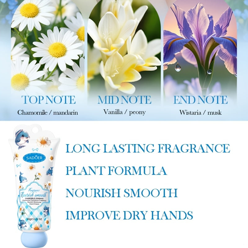 60G\u002F2.12Oz Chamomile Petrolatum Fragrance Nourish Moisturize Hand Cream. Brighten Hand Skin. Make The Skin Smooth, Soft, Tender, And Radiant. Deep Moisturizing. Effectively Lock Water
