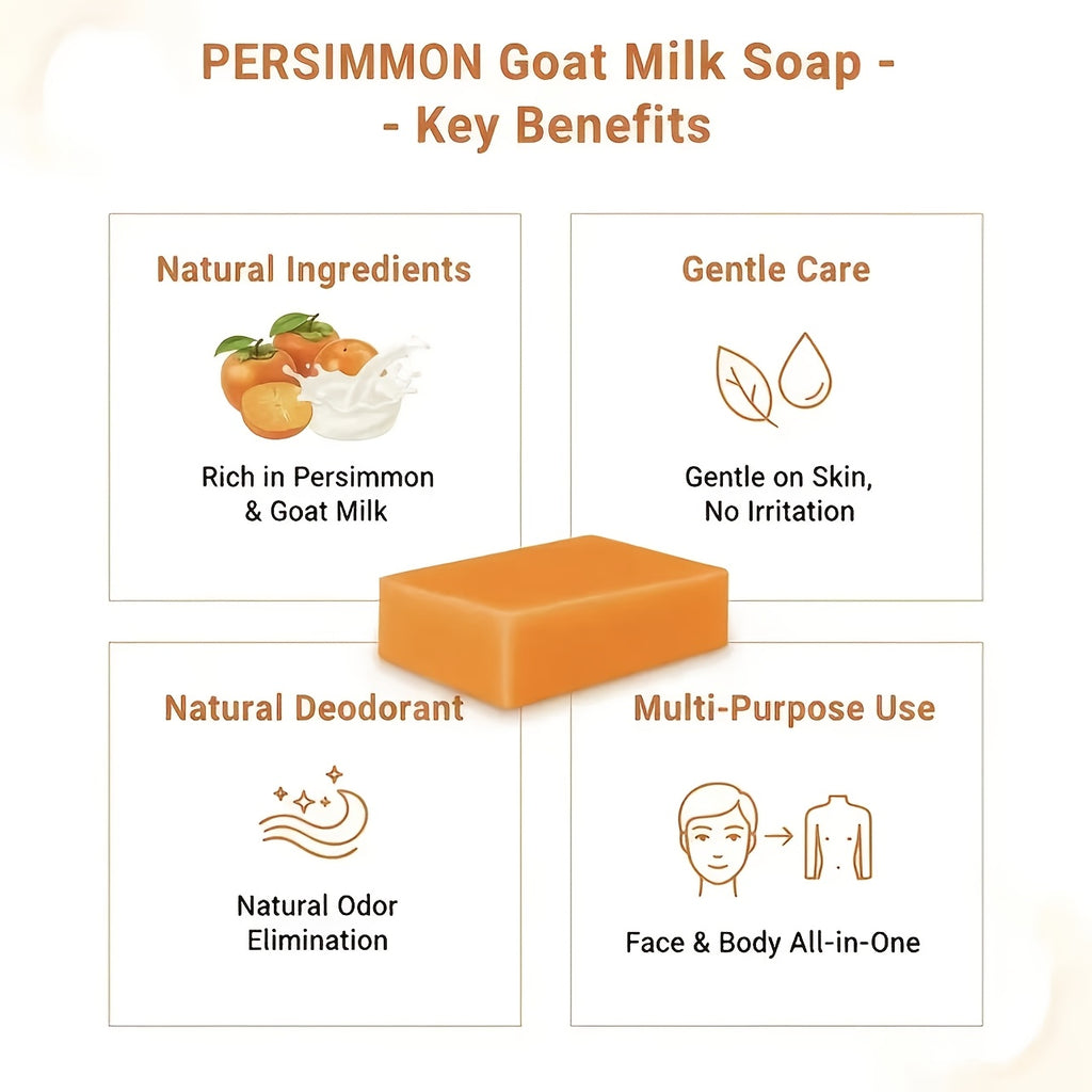 2pcs Persimmon Soap, Persimmon Extract Bath Soap, Deep Cleansing - Gentle Skincare Non-Irritating, Natural Ingredients, Multi-Use Soap, Rich Foam, Suitable for All Skin Types - Unisex