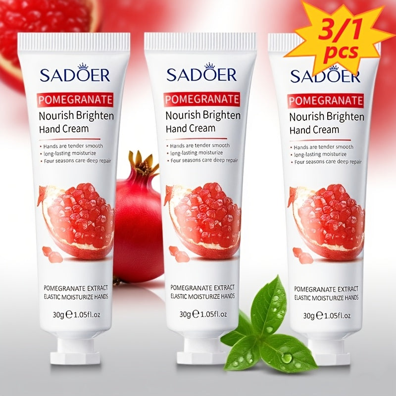 3\u002F1pc Pomegranate Hand Cream, Moisturizing And Hydrating, Refreshing And Non-Greasy, Nourishes Dry And Cracked Hands. Travel Essay Small Pack, Portable Pack, Travel Bag, Essential for Travel