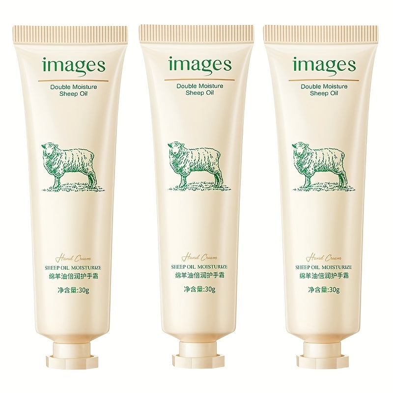 3pcs Sheep Oil Hand Cream Moisturizes And Nourishes The Skin, Leaving It Refreshed And Non Greasy. It Cares for The Smooth And Moisturized Skin, As Well As Dry And Cracked Hands. It Is Essential for Traveling with Small