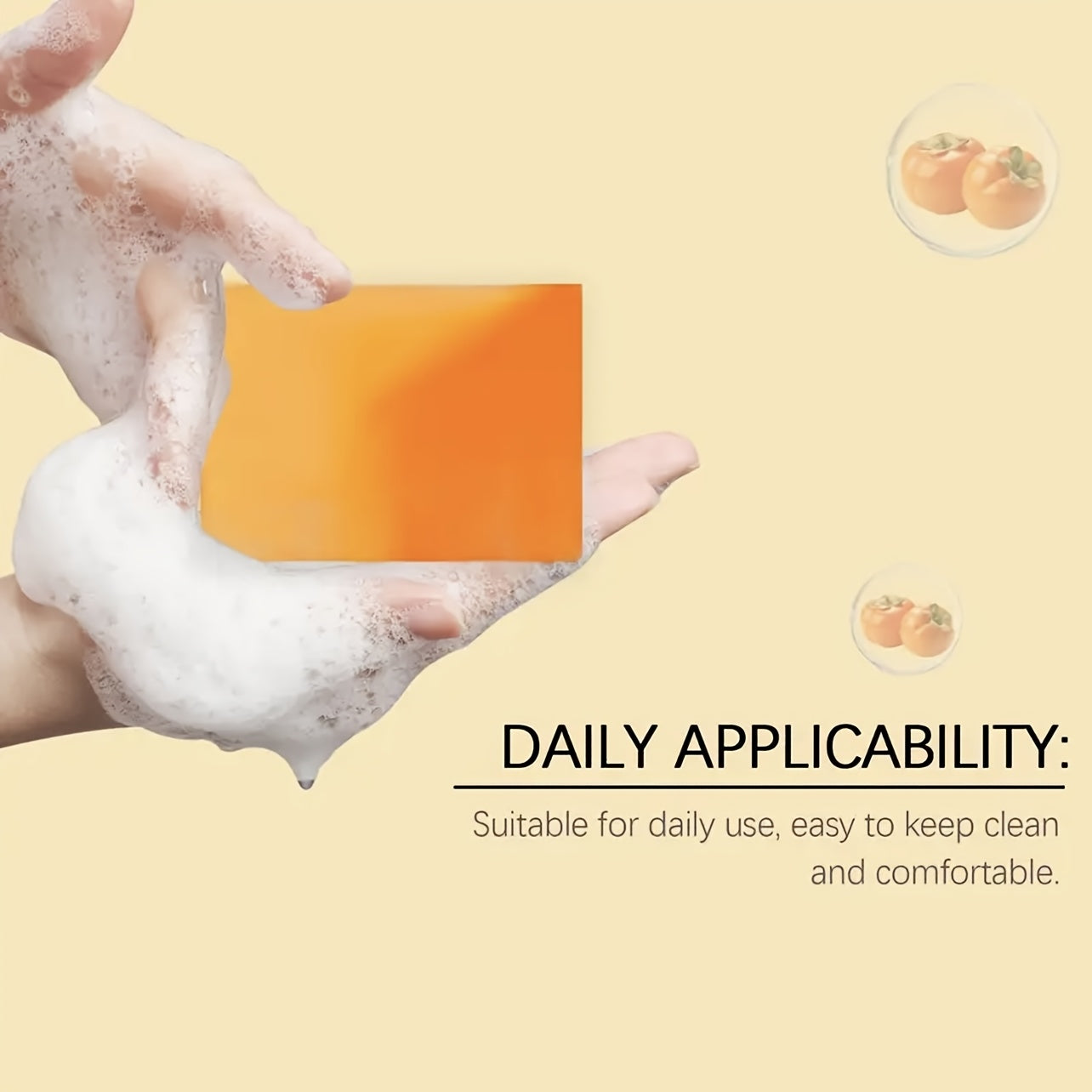 2pcs Persimmon Soap, Persimmon Extract Bath Soap, Deep Cleansing - Gentle Skincare Non-Irritating, Natural Ingredients, Multi-Use Soap, Rich Foam, Suitable for All Skin Types - Unisex