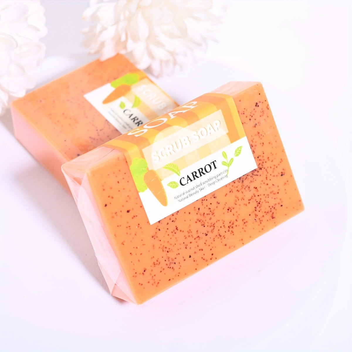 Carrot Extract Essence Deep Cleaning with Scrub Soap Handmade Soap Moisturizing Skin, Cleansing, Removing Makeup, Bathing And Cleaning Soap, Holiday Gifts And Gifts