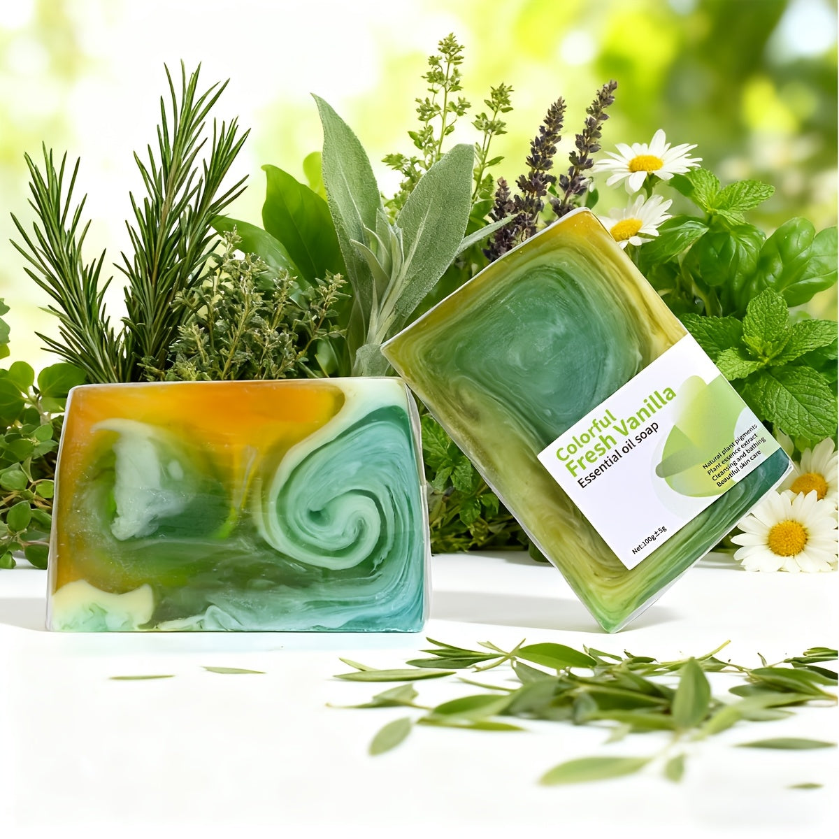 Colorful Plant Vanilla Essential Oil Soap, Deep Cleansing and Moisturizing Hand Soap for Cleansing and Bathing, Christmas Holiday Gift